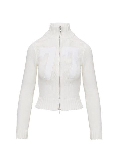 Nylah Zip Up Knit Jacket White