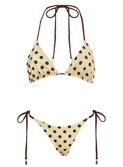 Nevaeh Reversible Triangle Bikini Top Yellow Polka Dot