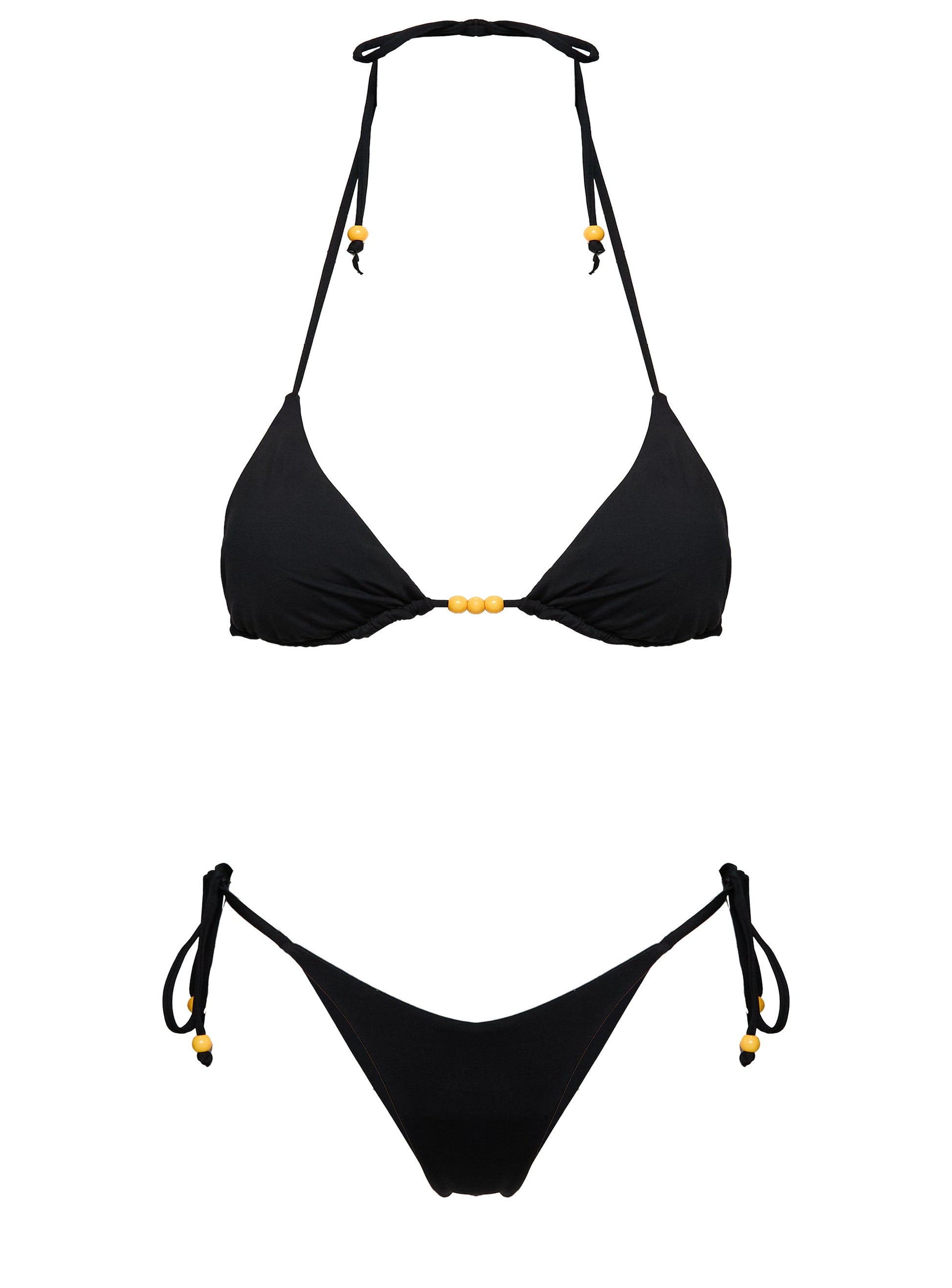 Nevaeh Beaded Triangle Bikini Top Black