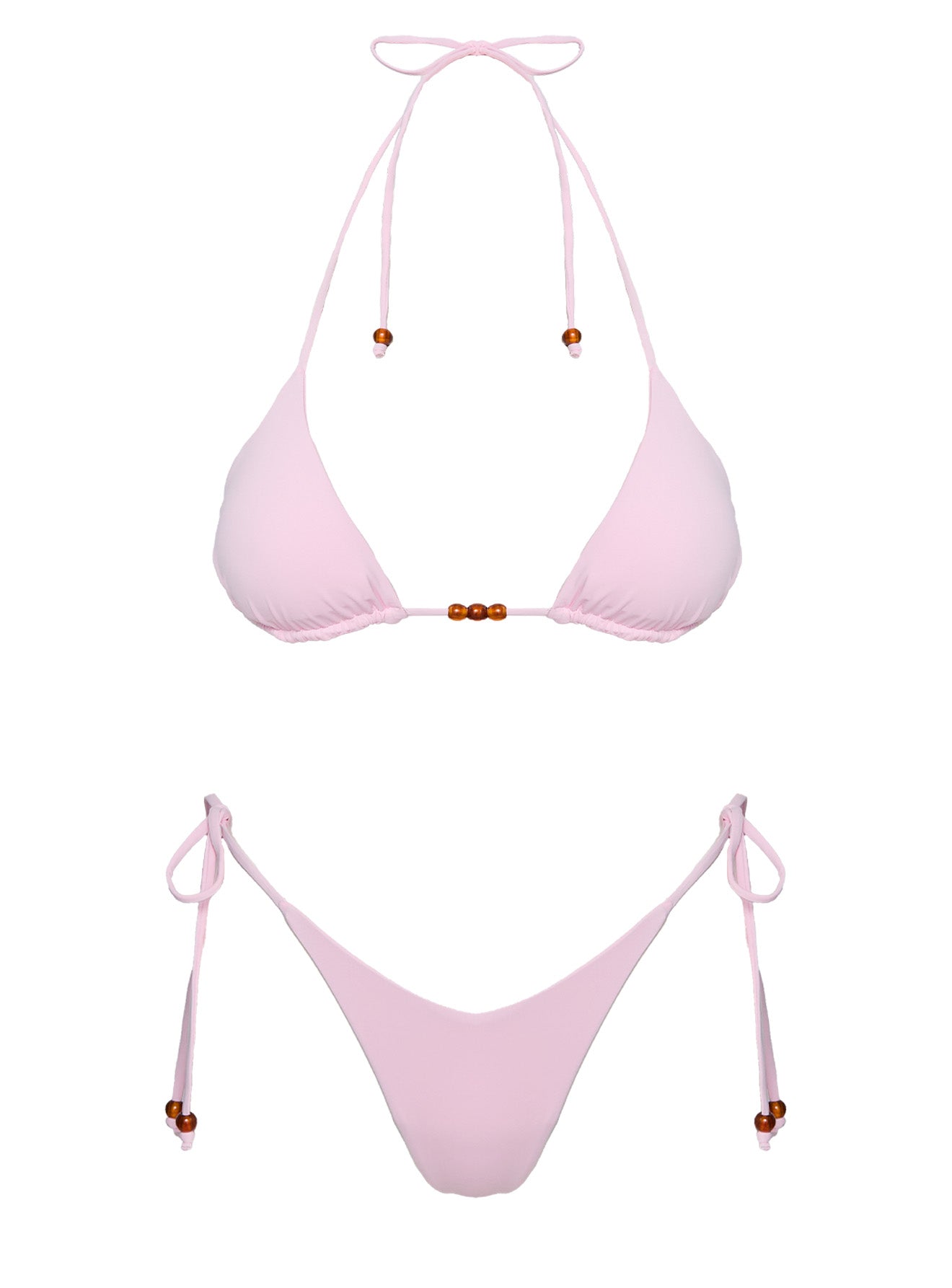Glora Tie Side Beaded Bikini Bottom Pink