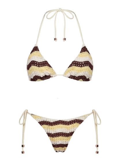 Passiona Sequin Tie Side Bikini Bottom Butter / Chocolate
