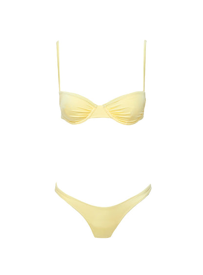 Sadley High Cut Shine Bikini Bottoms Lemon