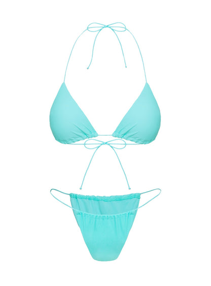 Selbie Triangle Bikini Top White Blue