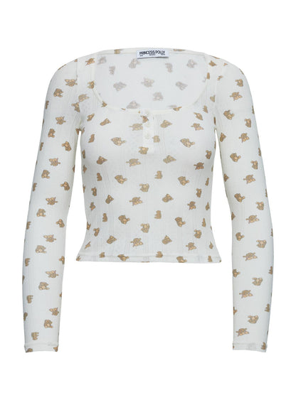 Sleepytea Pointelle Sleep Long Sleeve Top Multi