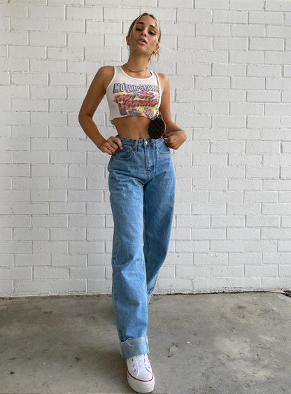 Ollie Mid Rise Straight Leg Jeans Mid Wash