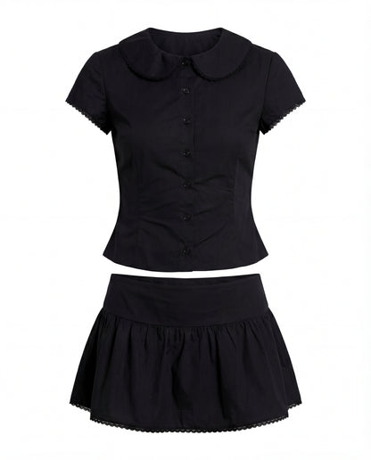 Sweet Treat Button Up Set Black